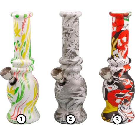 Bong  glas/farvet Trykt  H 14,5cm