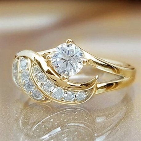 Angel Wing Design Zircon Fingerring  "st 6"