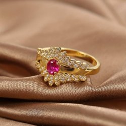 Brilliant Rød Zirkon  Fingerring    "st 6"