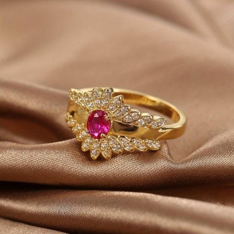 Brilliant Rød Zirkon  Fingerring    "st 6"