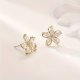 Ørering Cute Flower Shiny Zircon   "Gylden"