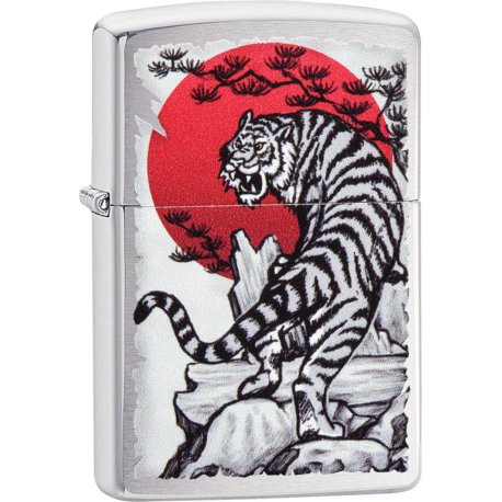 Org. ZIPPO   Børstet Krom Farve "Japan Tiger"