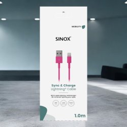 Sinox One Lightning kabel. 1,0 meter  "Pink"