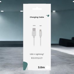 Sinox One Lightning kabel. 3,0 meter.  "Hvid"