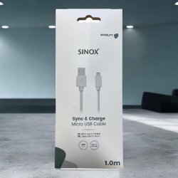 Sinox One Micro USB Til USB A  kabel. 1,0 meter.  "Hvid"