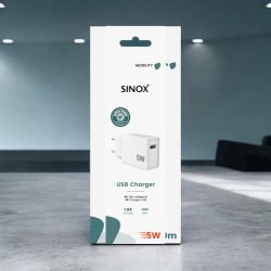 Sinox 230V USB-A oplader 5w   "Hvid"
