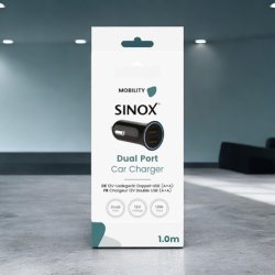 Sinox  12V dobbelt USB A Biloplader  "Sort"