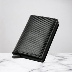 PU-læder Kreditkortholder   Unisex Med RFID-blokering  "Carbon Sort"