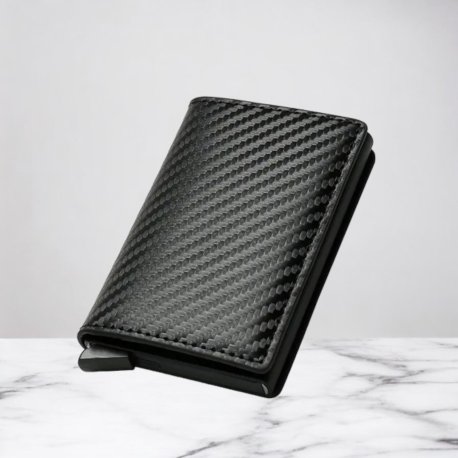 PU-læder Kort Holder  Unisex Med RFID-blokering  "Carbon Sort"
