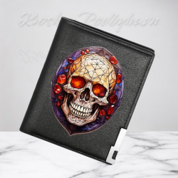 Herre Tegnebog Halloween Diamant Kraniedesign    "Sort"