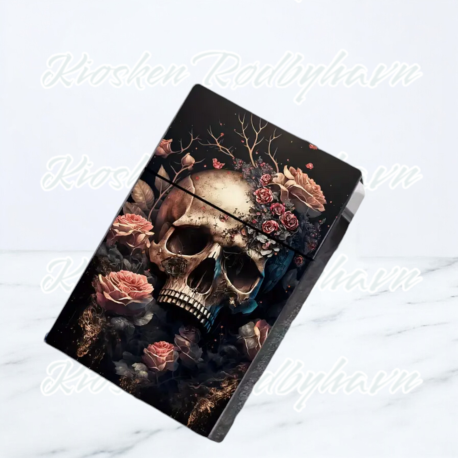 Cigaret Etui Kort m Click  "Skull Hell Rose"