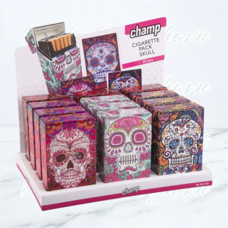 CHAMP Cigaret Etui Skull Dødningehoved  Med Click
