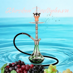 Shisha Vandpibe  "ALUX 2" Aluminiumgrøn / Gennemsigtig  54 cm