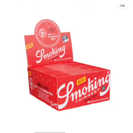 Smoking Thinnest Rød  Paper + Tips King Size Filterspidser