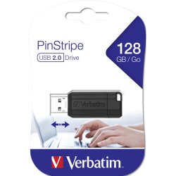 USB 3,2 nøgle "128GB" Sort - Verbatim PinStripe