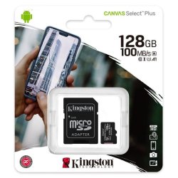 Micro SDXC Kort 128GB V10 A1 m/adapter (UHS-I) Kingston