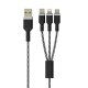 Sinox PRO X 6-i-1 kabel med Lightning, USB C og Micro USB. 1m. Flettet
