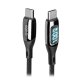 SBS USB-C til USB-C data- og opladninskabel med LCD display. Sort