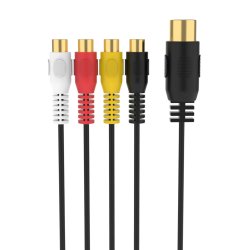 Sinox 5-pin DIN til 4 Phono Kabel. 0,2m. Sort