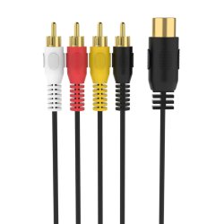 Sinox 5-pin DIN til 4 Phono Kabel. 1,0 m. Sort