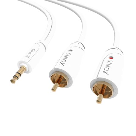 Sinox mini Jack til Phono Kabel. 1m. Hvid