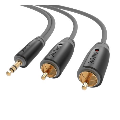 Sinox 3,5mm mini Jack Til Phono Kabel. 10m. Grå/sort