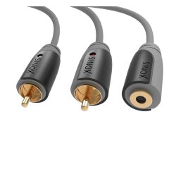 Sinox 3,5mm mini Jack Til Phono Kabel. 1m. Grå/sort