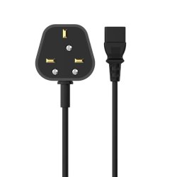 Sinox 3-pin Strømkabel Med UK Stik  1,8m. Sort