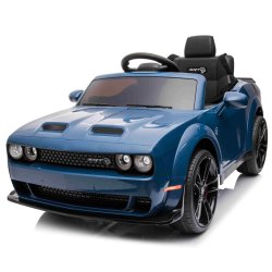 Dodge Challenger SRT Elbil m/Gummihjul, 2.4G, Lædersæde, Lithium  "Blå"