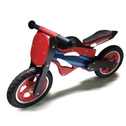 Løbe Motorcykel i Træ Med Rigtige Lufthjul   "Rød"