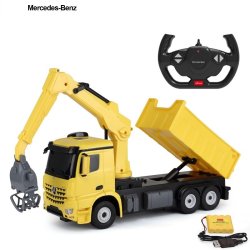 Mercedes-Benz Arocs Fjernstyret Lastbil med kran 2.4G,   "Gul"