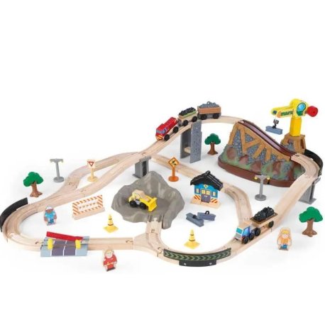 Kidkraft Træ Construction Tog sæt m/Tilbehør