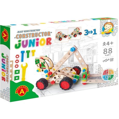 Junior Træ Konstruktionsbyggesæt 3-i-1 Gaffeltruck