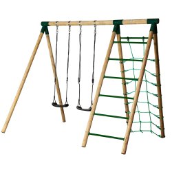 Hörby Bruk Træ Active Højt Gyngestativ med klatrenet