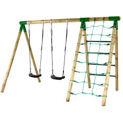 Hörby Bruk Træ Active Gyngestativ med Klatrenet