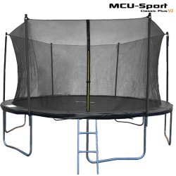 MCU-Sport Classic Plus V2 4.3M Trampolin, Sort + Sikkerhedsnet + Stige