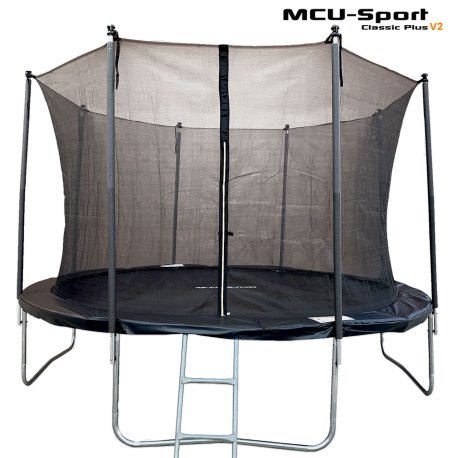 MCU-Sport Classic Plus V2 3.7M Trampolin + Sikkerhedsnet + Stige Sort