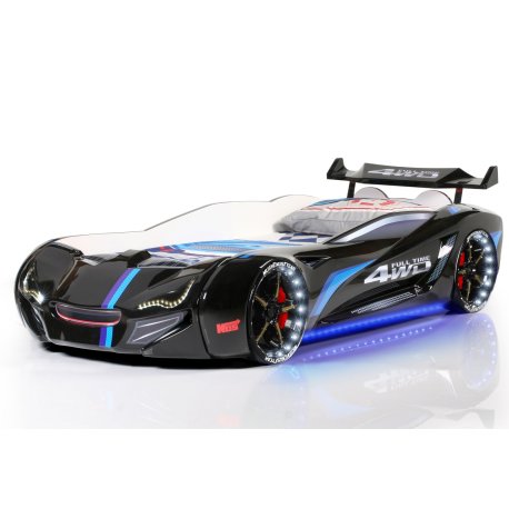 Speedy Spoiler 4WD Bilseng med LED-Lys og Lydpakke, Sort