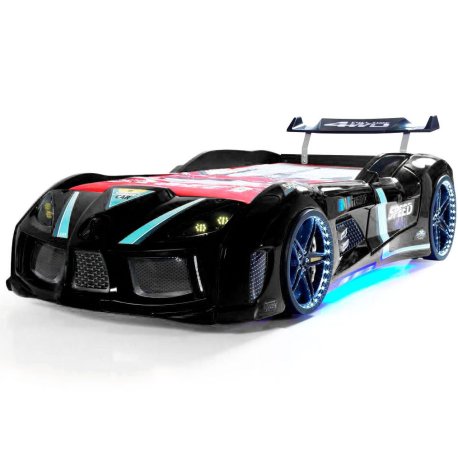 Speed Tuning 4WD Bilseng med Komplet LED-Lys og Lydpakke, Sort