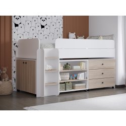 Delphin Højseng 5-i-1 Værelsesæt Med Multifunktionelle Møbler