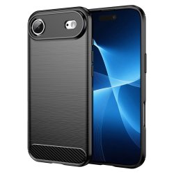 iPhone 17 Air - Fleksibel Gummi Cover i Børstet Design   "Sort"