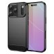 iPhone 17 Pro - Fleksibel Gummi Cover i Børstet Design  "Sort"