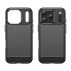 iPhone 17 Pro - Fleksibel Gummi Cover i Børstet Design  "Sort"