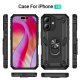 iPhone 16 - Shockproof Hybrid Cover Med Roterbar Kickstand   "Sort"