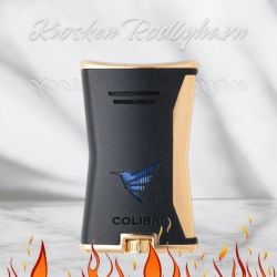COLIBRI Slim Lighter, Sort/Guld  Med Niveauindikator