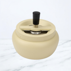 Roterende Askebæger Pæreformet  beige mat  13 cm