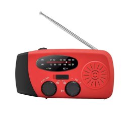 Nødradio m/lygte og Powerbank   "Rød"