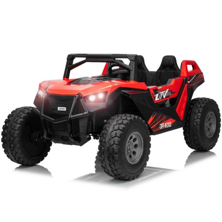 Beach Buggy XL Elbil m/4x24V Motorer + Gummihjul + fjernb  "Sort/Rød"