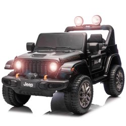Jeep Wrangler Rubicon Elbil Til 21,6V m/Lædersæde, Gummihjul   "Sort"