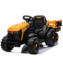 JCB FASTRAC EL Traktor Med Anhænger m/Lædersæde, Gummihjul  "Gul/Sort"